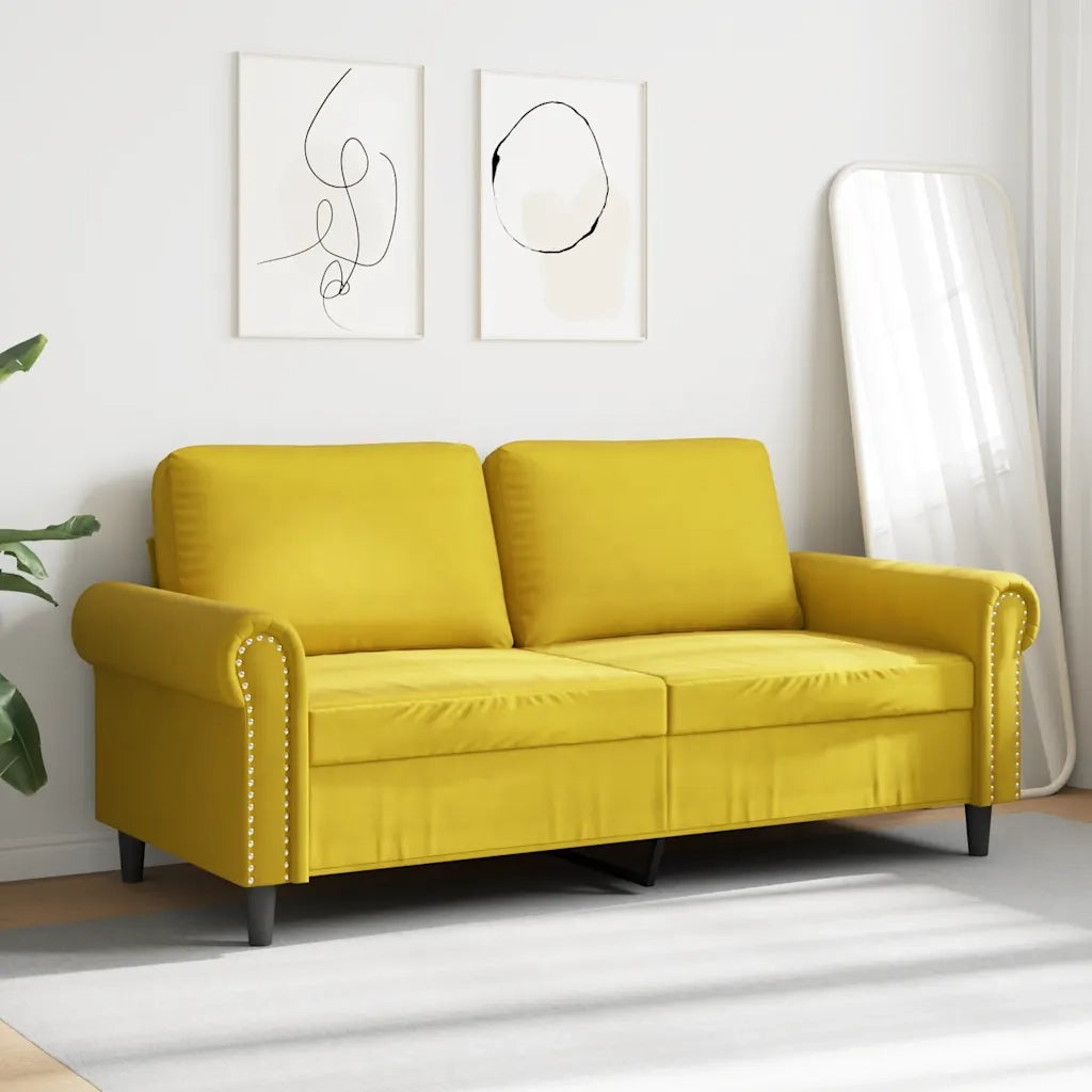 Divano | Divano da soggiorno | Sofa a 2 Posti giallo 140 cm in Velluto