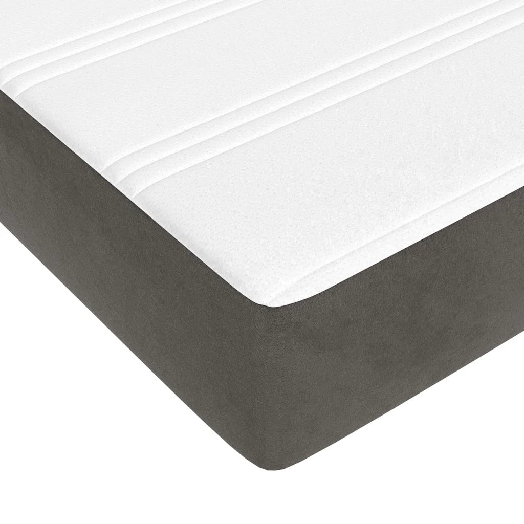 Materasso a Molle-Materasso per letto Grigio Scuro 160x220x20 cm in Velluto