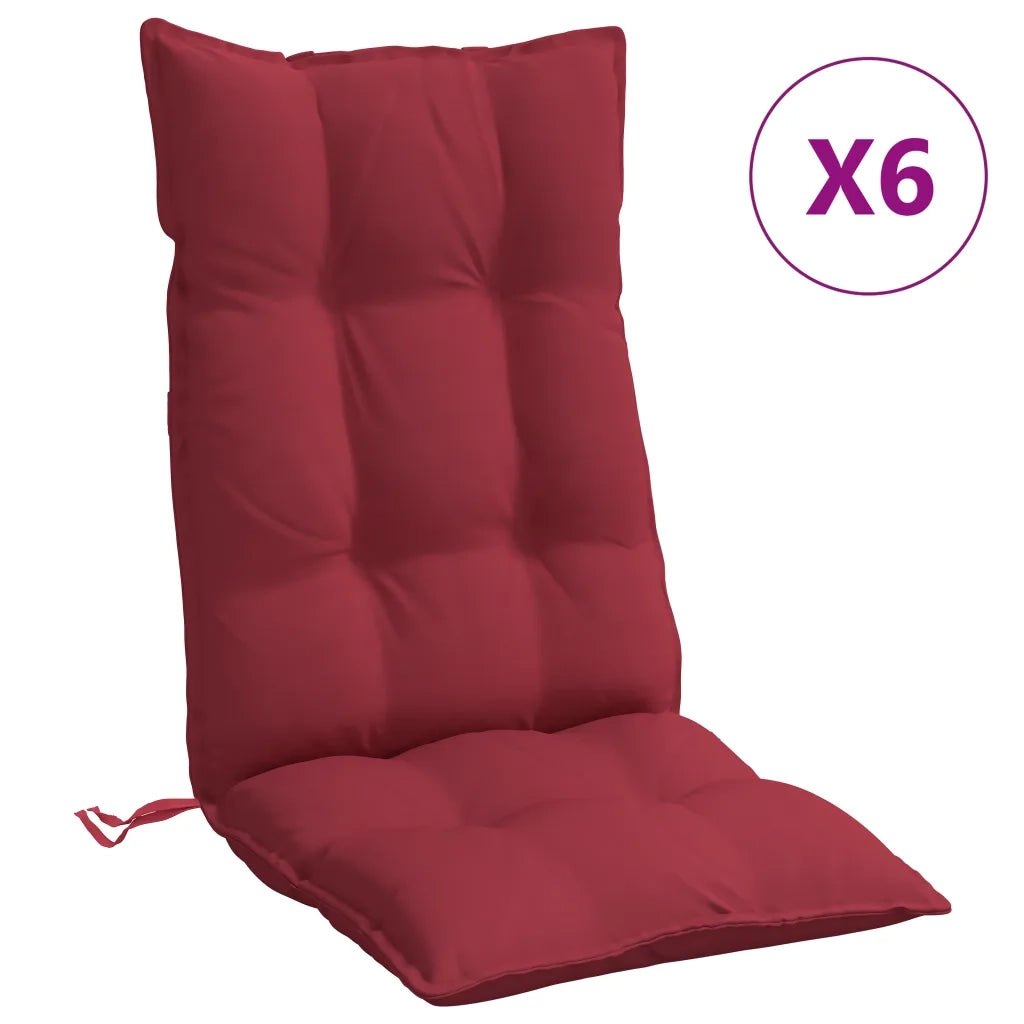Cuscini Sedia con Schienale Alto 6 pz Rosso Vino Tessuto Oxford 377631