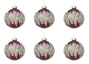 Palline di Natale in Vetro Rosse Decorazioni Oro Perline Bianche Addobbi Albero Diametro: 80 mm