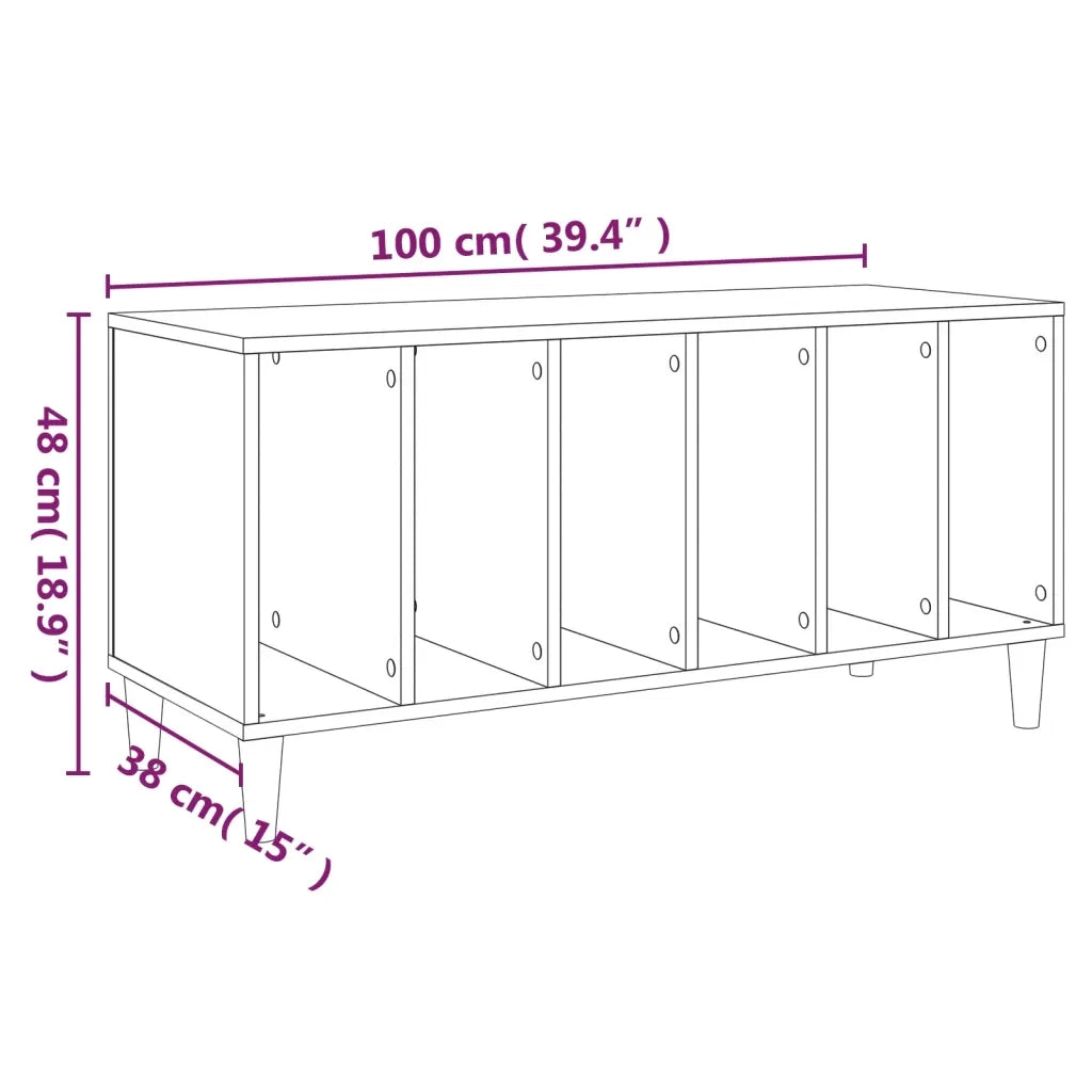 Mobile Porta Dischi Bianco 100x38x48 cm in Legno Multistrato 831973