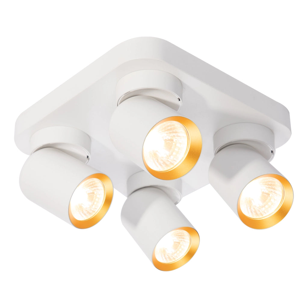 Plafoniera Milagro Andy 4 faretti bianco oro GU10 orientabili