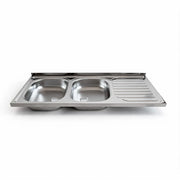Lavello cucina acciaio appoggio 120x50 cm doppia vasca e gocciolatoio destro SA127DX