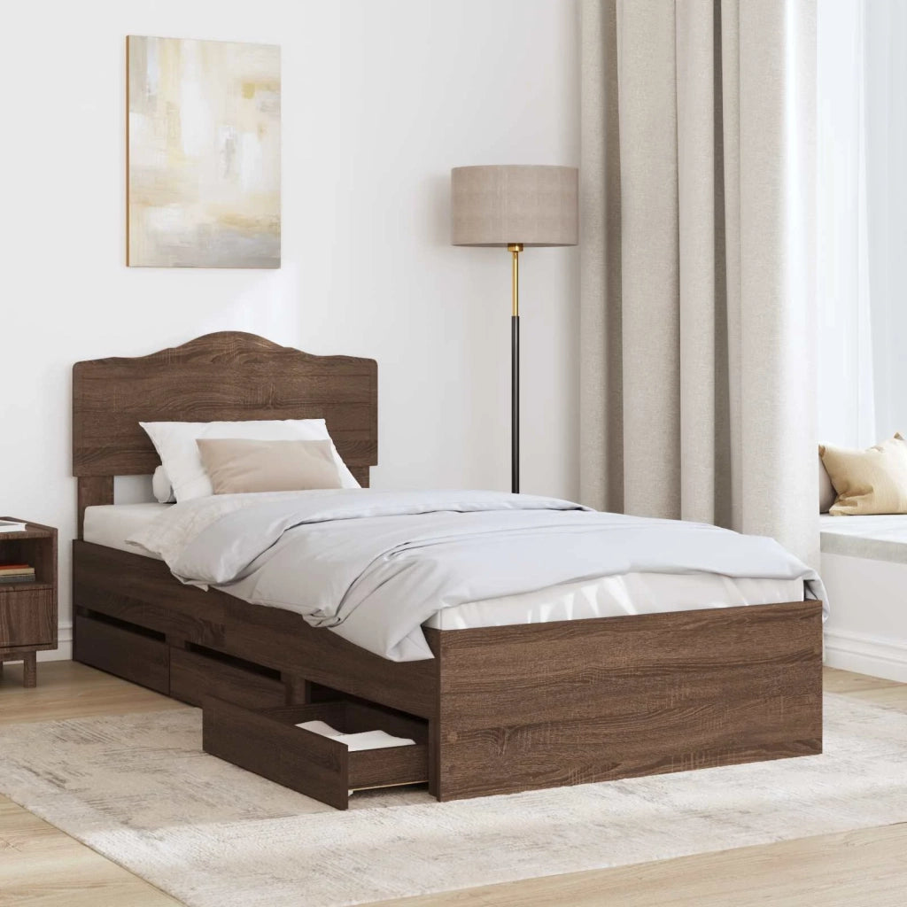 Struttura del letto con cassetto Rovere Marrone 90 x 190 cm 3413053