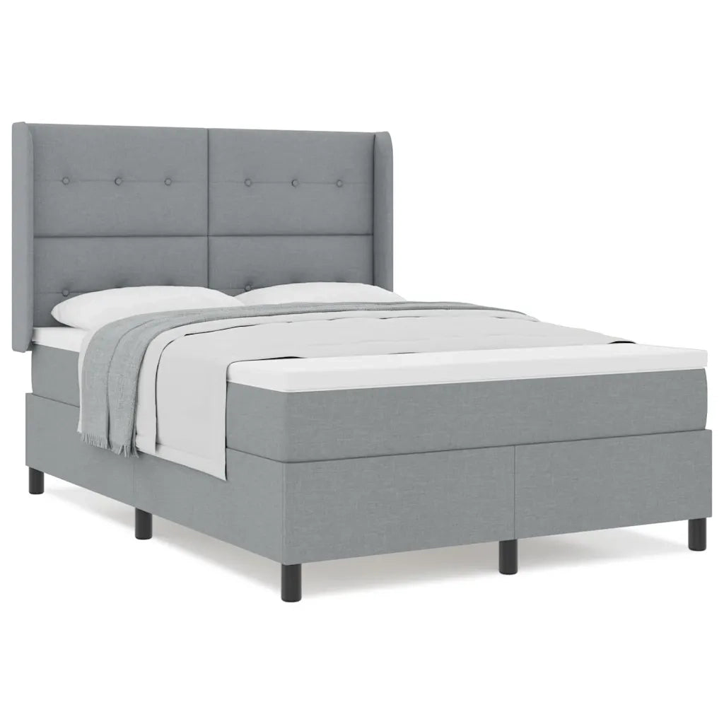 vidaXL Letto a molle con materasso Grigio chiaro 140 x 190 cm Tessuto