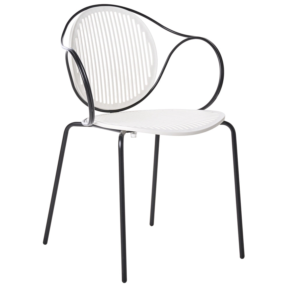 Set di 2 sedie da pranzo imbottite Base in metallo bianco sporco e nero base in metallo design moderno
