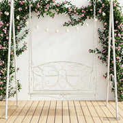 Panchina a Dondolo Acciaio 105,5 x 61 x 56 cm Bianco Antico