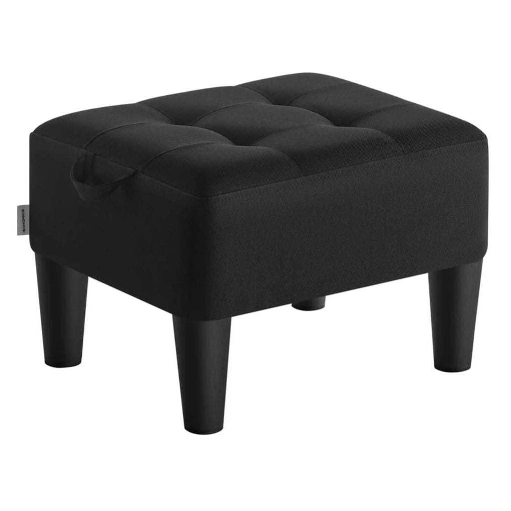 Pouf poggiapiedi in velluto con spessa imbottitura portata 150 kg per soggiorno camera da letto ingresso nero 12_0007735