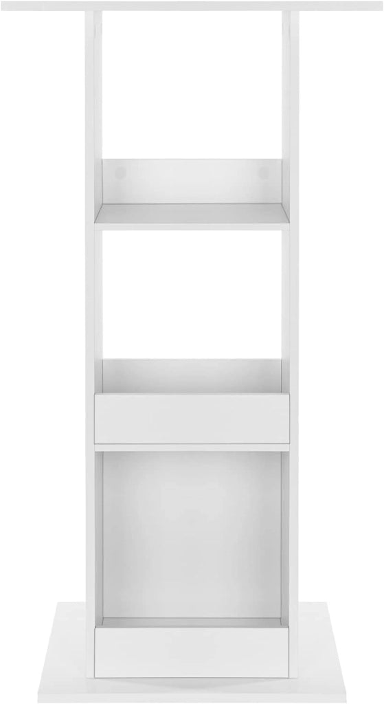 Tavolo da Bar Quadrato, Tavolino Alto e Stretto con 3 Ripiani, Tavolo Alto Cucina, Sala da Pranzo, Bistrot, in Truciolare, 60x60x109 cm, Bianco