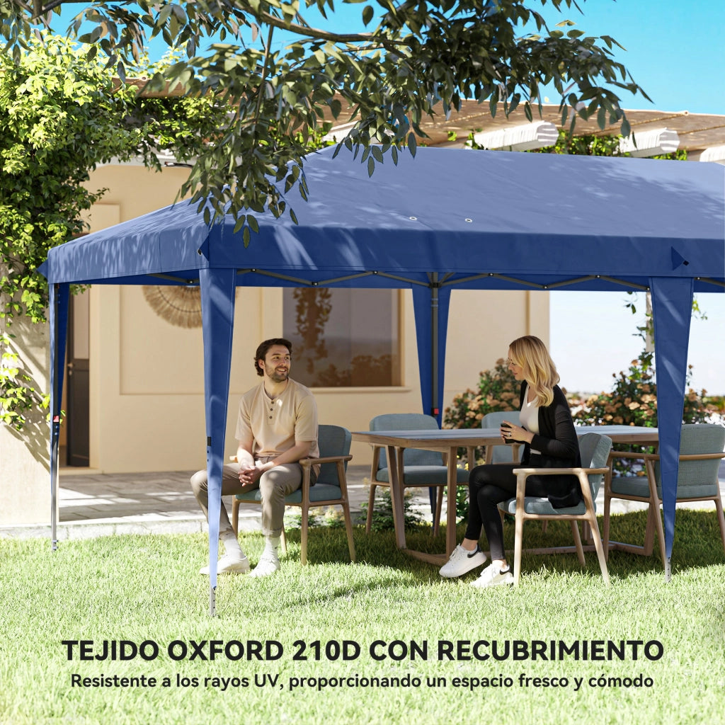 Gazebo Pieghevole 6x3m Pop-up ¨C Xylo ¨C 4 Laterali con Finestre Blu Giardino