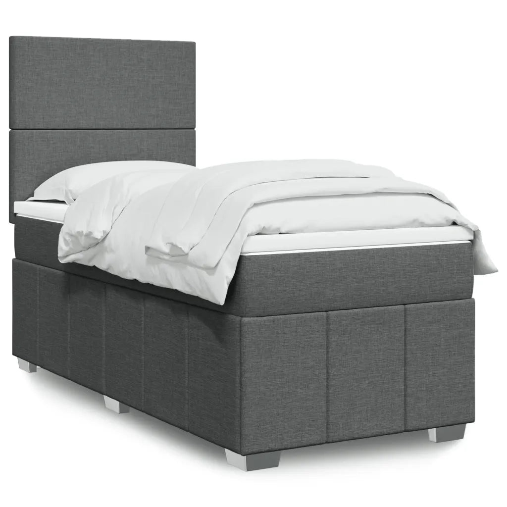 vidaXL Giroletto a Molle con Materasso Grigio Scuro 100x200 cm Tessuto