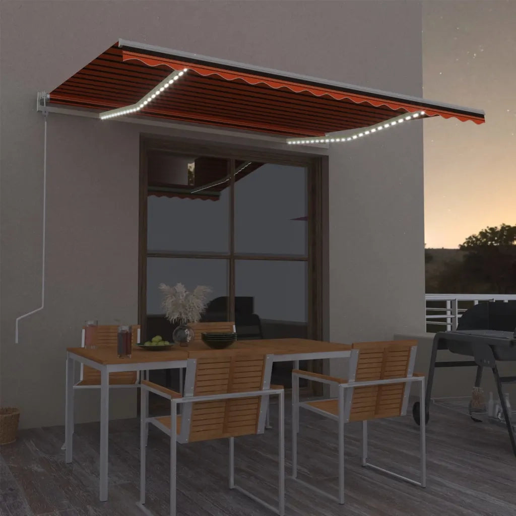 Tenda Automatica Sensore Vento e LED 400x300 cm Arancio Marrone 3068915