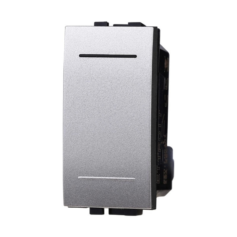 Pulsante 1P 16A Unipolare Colore GRIGIO Compatibile Con Bticino Living International