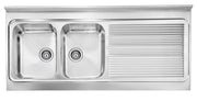 Lavello ROSSANA appoggio 135X60 2 vasche sinistre+ gocciolatoio ACCIAIO INOX 031138.S1.01.2009