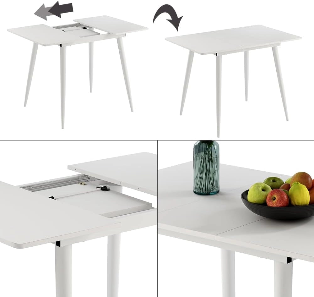 Tavolo da pranzo Beaver, Bianco, 80 x 70 cm Estensibile