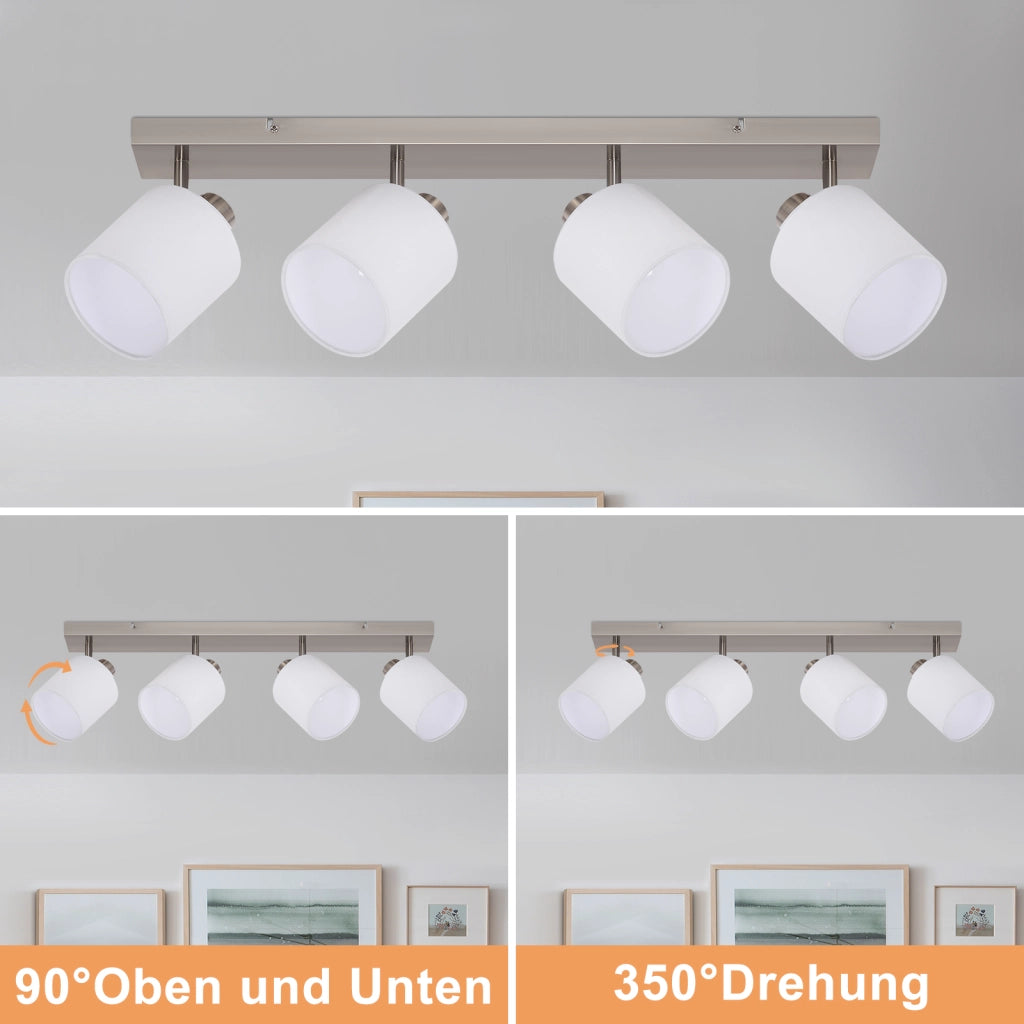 ZMH Faretto da soffitto 4 luci argento E14 orientabili 350° moderno per cucina corridoio senza lampadina