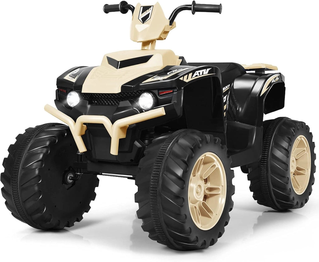 12 V Quad Elettrico per Bambini, Auto Elettrica Cavalcabile con Luci LED e Musica, Velocità Fino a 5km/h, per Bambini 3-7 Anni (Nero)