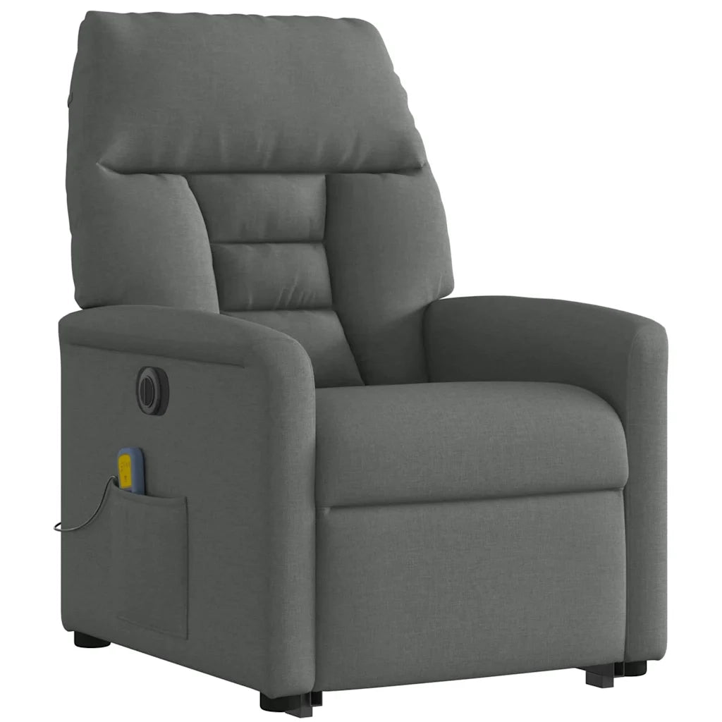 Poltrona Alzapersona Massaggi Elettrica Grigio Scuro Tessuto