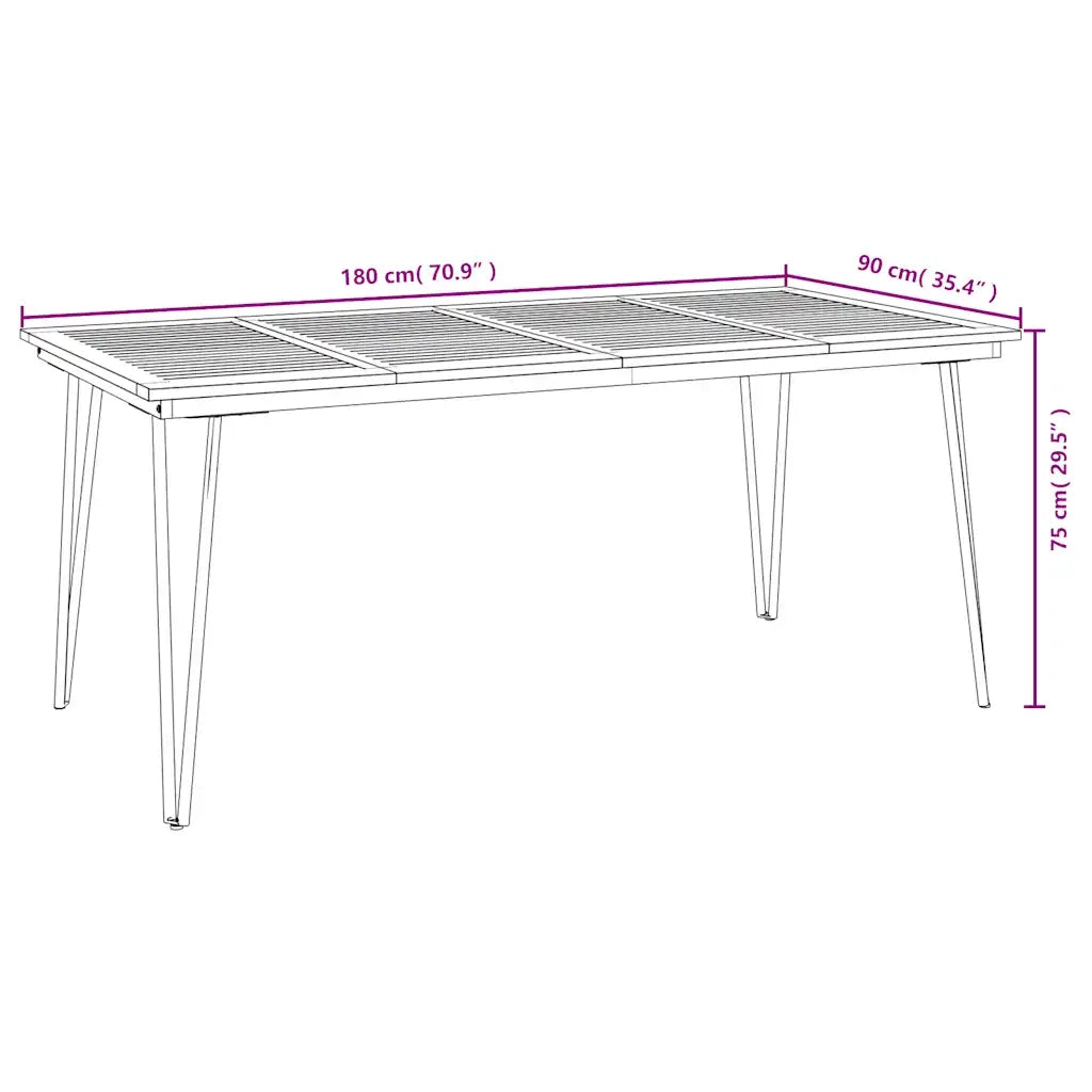 Tavolo Giardino con Gambe Forcella 180x90x75 cm Massello Acacia 319521