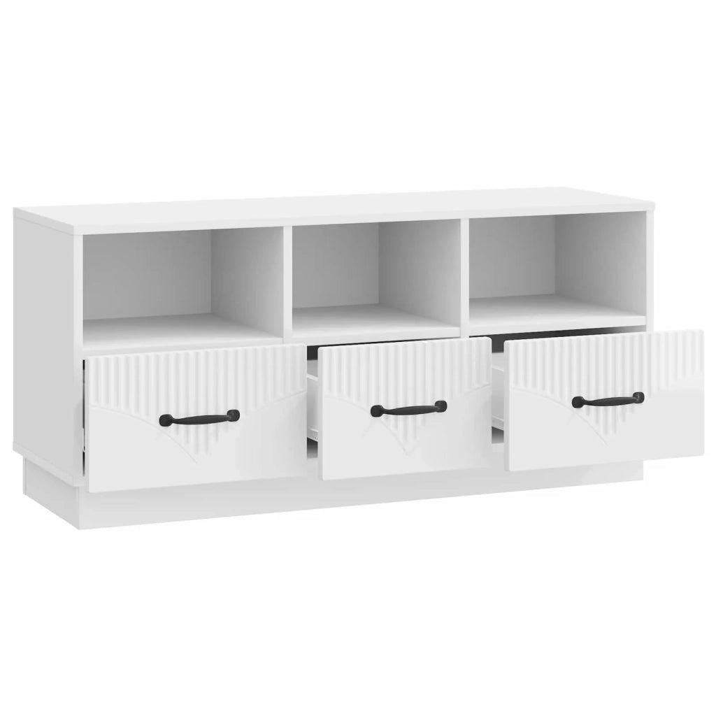 Mobile TV Bianco Lucido 102 x 34,5 x 47 cm Legno ingegnerizzato