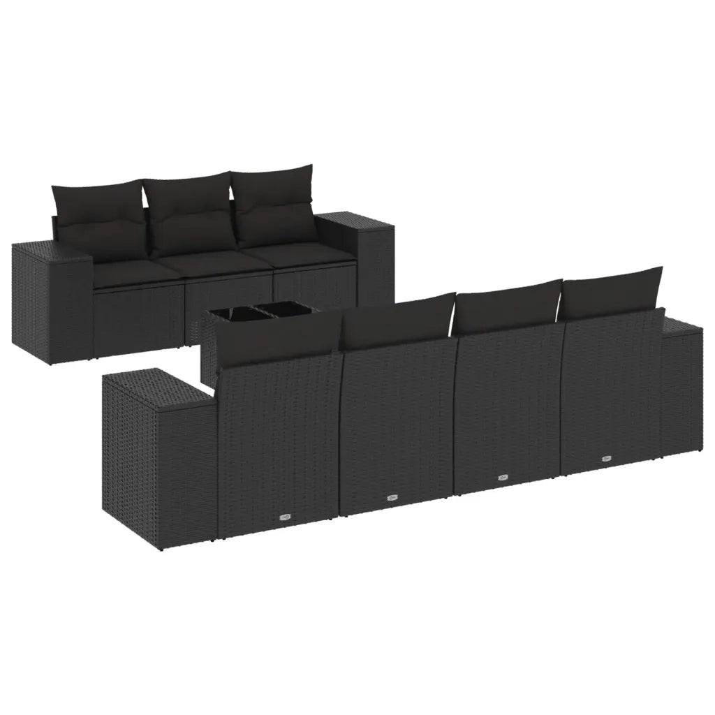 Set Divani da Giardino con Cuscini 8 pz Nero in Polyrattancod mxl 114823