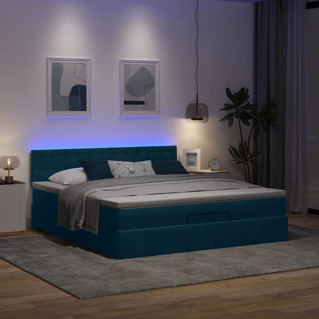 Struttura Letto Pouf con Materasso 160x200 cm in Velluto