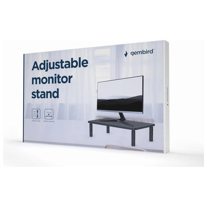 Gembird, Supporto Tavolo Regolabile, Per Monitor Laptop, Acciaio, Nero