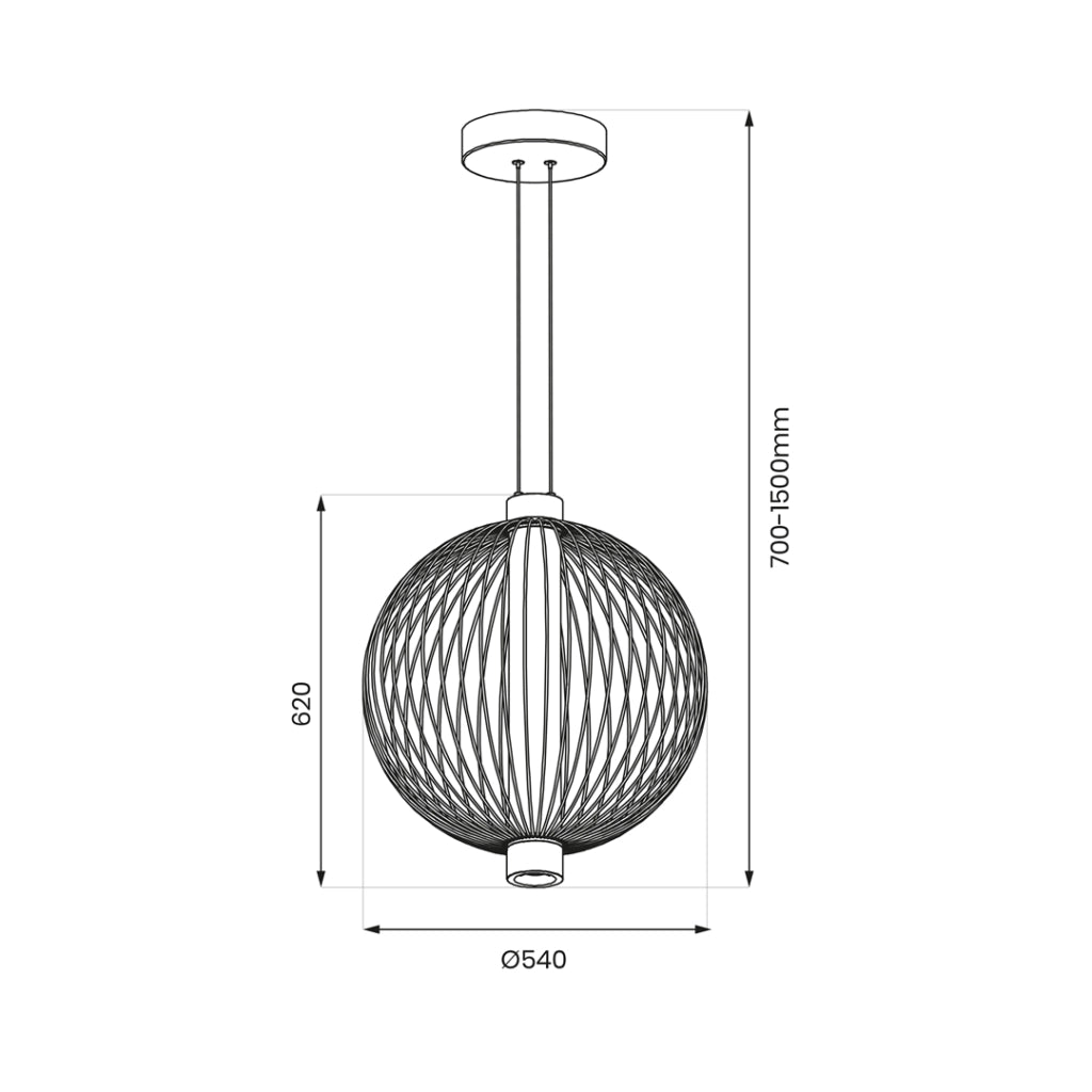 Lampada a sospensione Kyoto Ø54 LED 39W nera Milagro