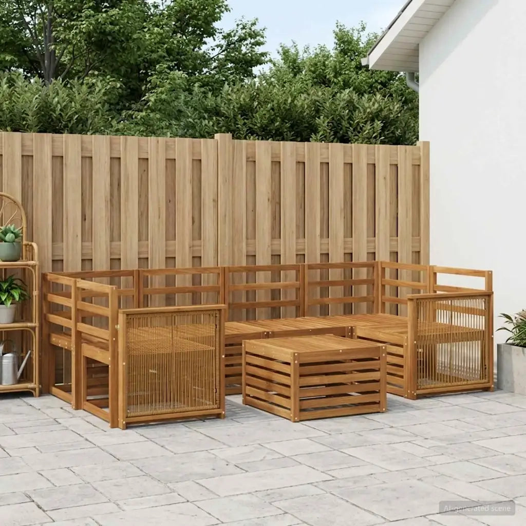 Set di divani da esterno 7 pcs Naturale