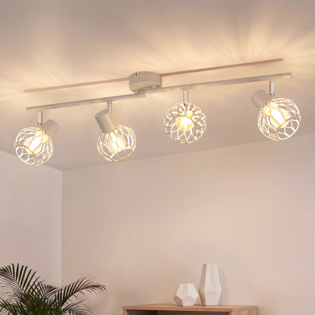 ZMH Faretto da soffitto 4 Luci Grigio E14 Metall Orientabile Moderni per Soggiorno Cucina Corridoio Senza Lampadina