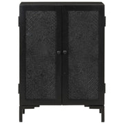 Credenza | Madia | Buffet da pranzo | Armadio da pranzo Nera 55x30x77 cm in Legno Massello di Mango e Ferro