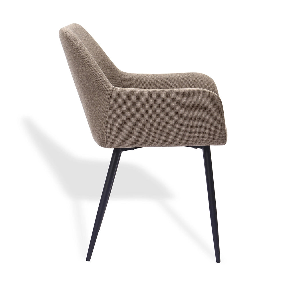 Sedia da pranzo classica - Xylo - Assise ampia braccioli alti gambe in metallo