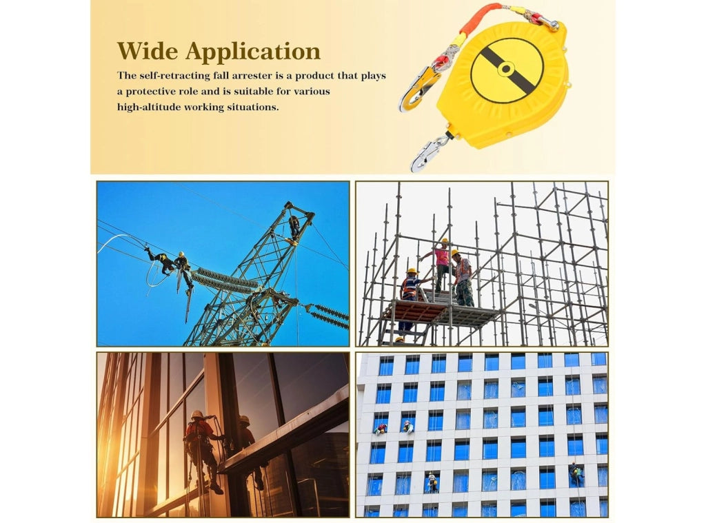 Dispositivo Anticaduta Retrattile Automatico da 10 m Cavo di Sicurezza Anticaduta per Lavori su Tetti Aerei e Arrampicata Carico Massimo 150 kg
