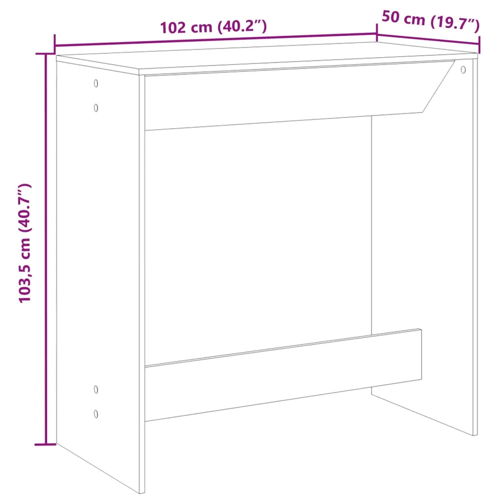 Tavolo da Bar Grigio Sonoma 102x50x103,5cm in Legno Multistrato