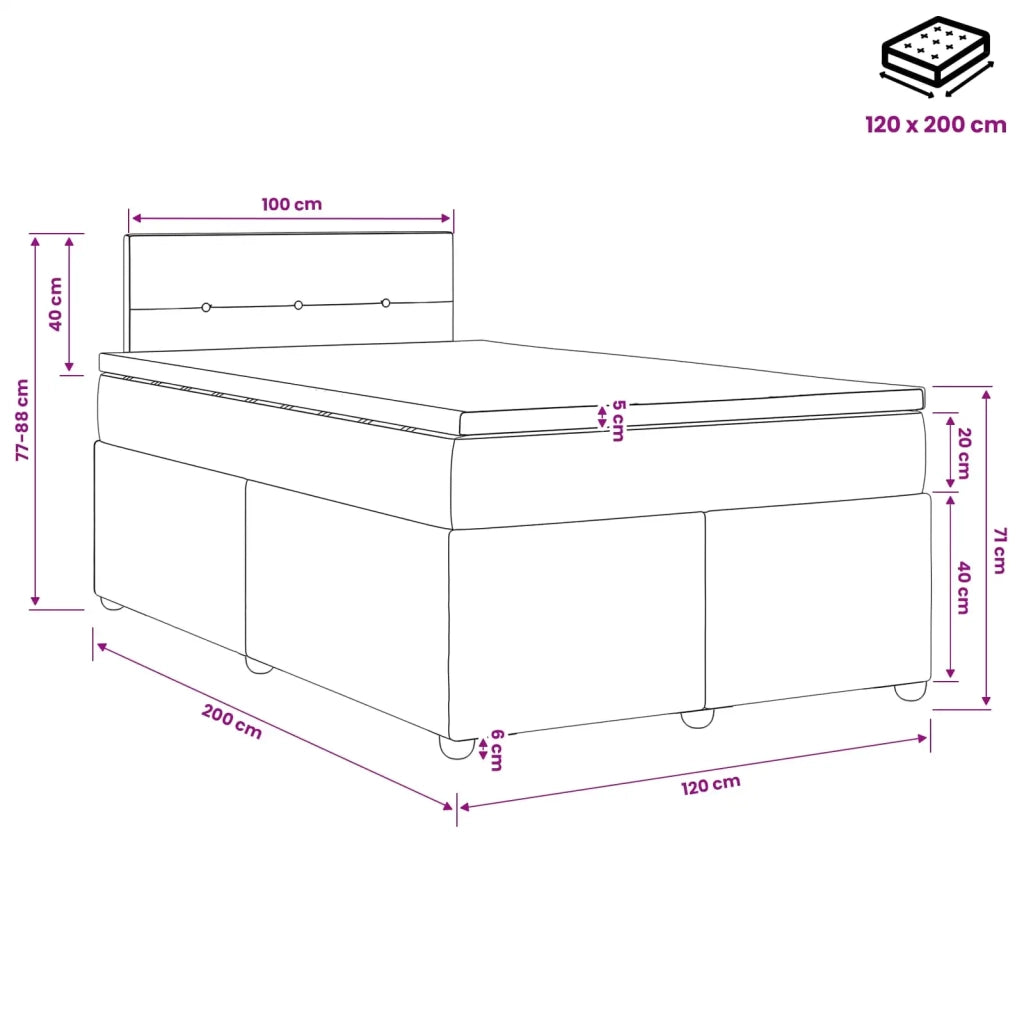 Letto box spring con materasso Verde Scuro 120 x 200 cm Velluto 3451658