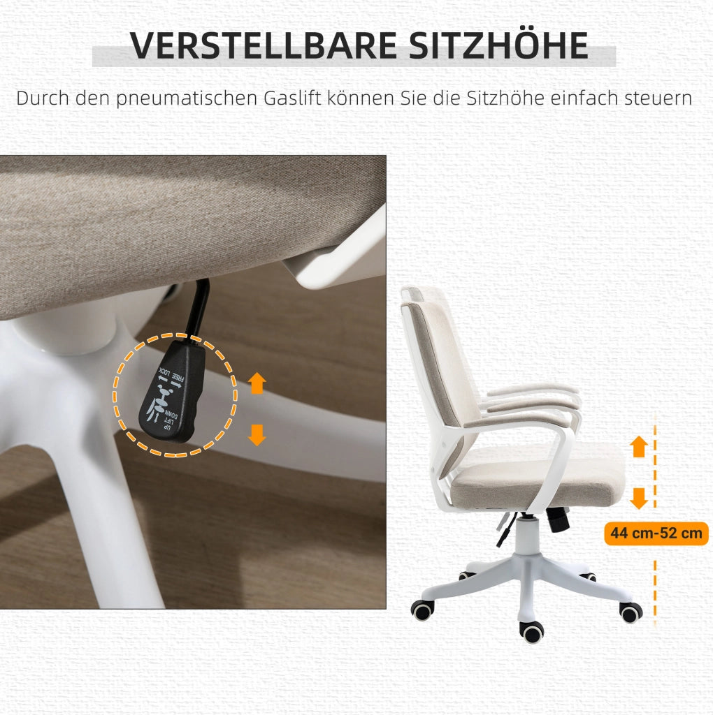 Sedia da ufficio ergonomica beige con supporto lombare