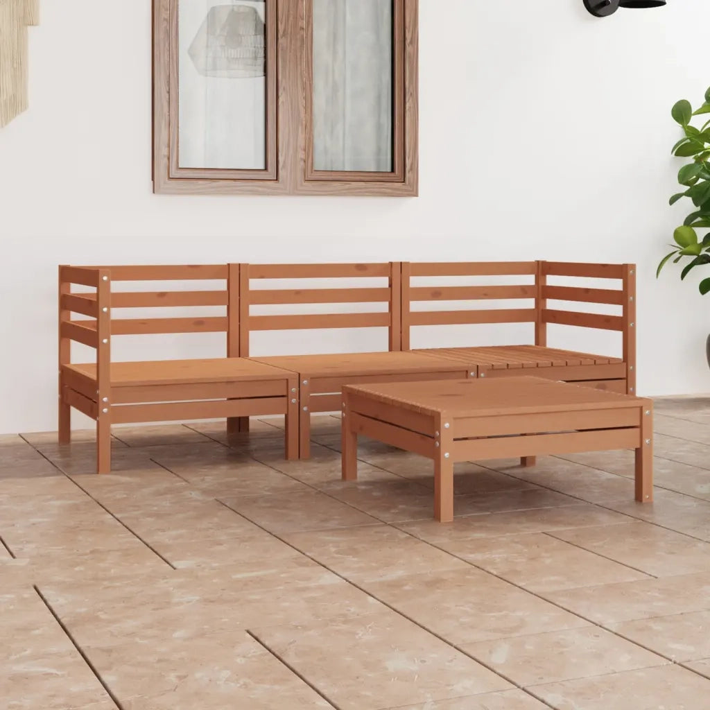 Set Salotto da Giardino 4pz Marrone Ambra Legno Massello Pino 3082470