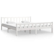 Letto matrimoniale | Letto per adulti | Giroletto Bianco in Legno Massello 160x200 cm