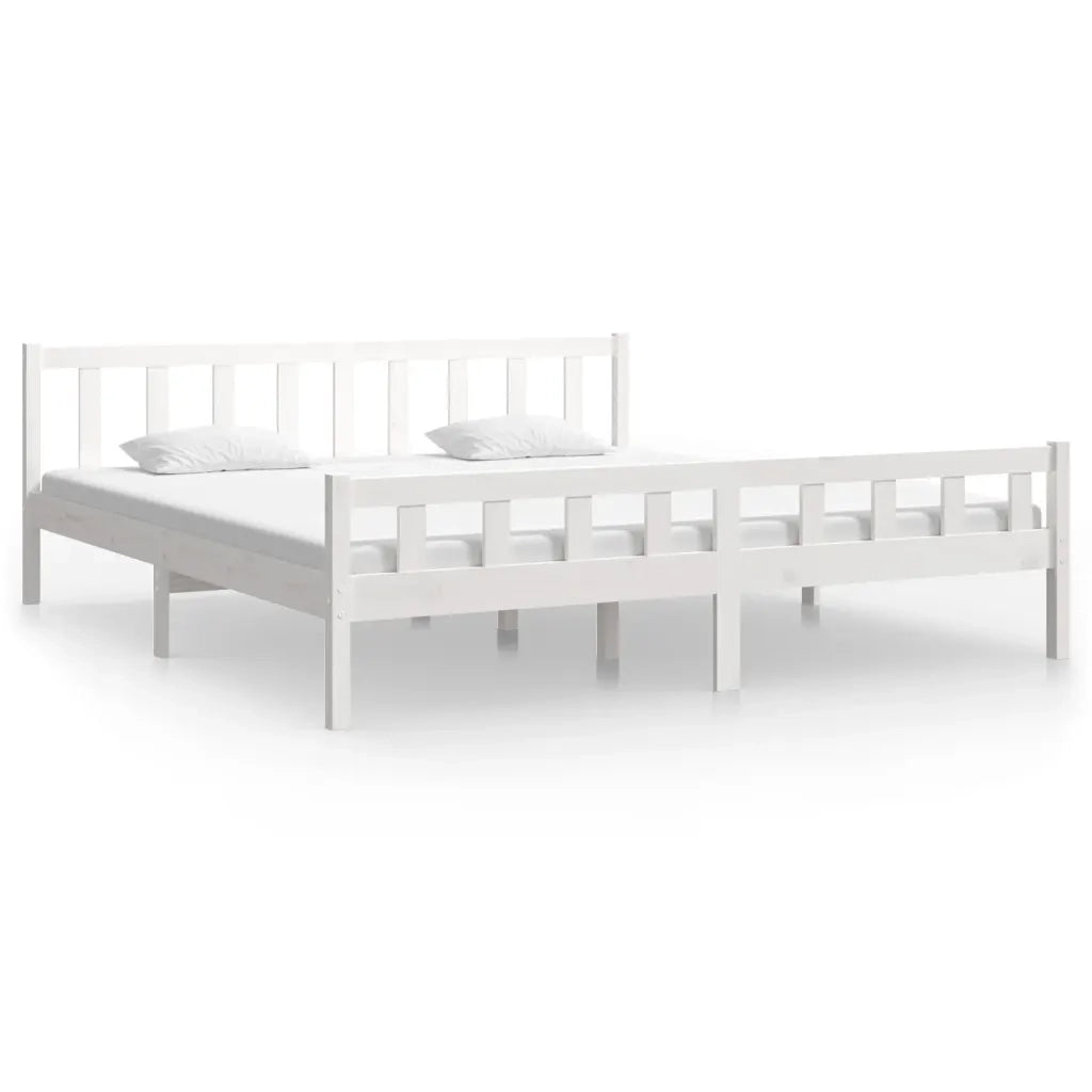 Letto matrimoniale | Letto per adulti | Giroletto Bianco in Legno Massello 160x200 cm