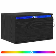 Set di 2 Mobiletto da Comodino | Armadio da Notte | Mobiletto da notte a parete con cassetto Rovere Nero