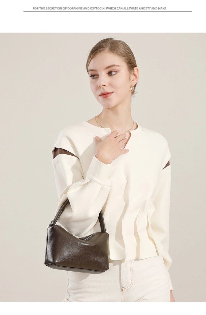 Borsa a mano/borsetta da donna in vera pelle marrone