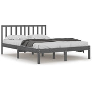Letto matrimoniale | Letto per adulti | Giroletto Grigio in Legno Massello di Pino 200x200 cm