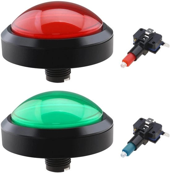 Set di pulsanti 100 mm - Set di pulsanti 2 pezzi - Microinterruttore - Materiale plastico - Componenti per macchine da gioco - Alimentazione 12V - Pulsanti per macchinette da gioco