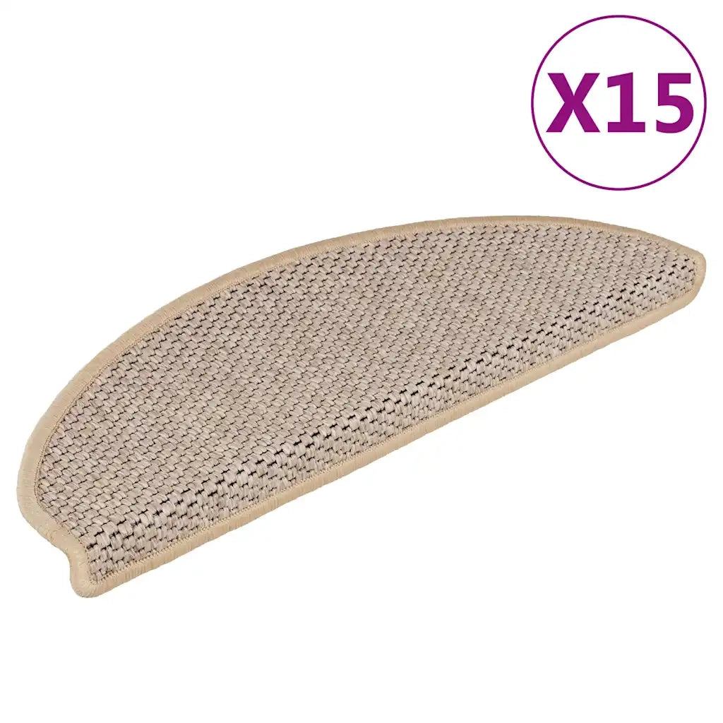 Tappeti Adesivi Scale Aspetto Sisal 15 pz 65x25 cm Beige Chiaro cod mxl 71050