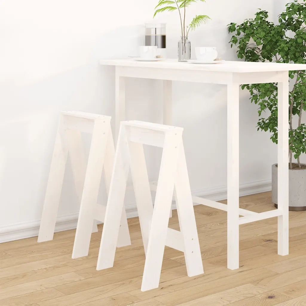 Sgabelli 2 pz Bianchi 40x40x75 cm in Legno Massello di Pino cod mxl 50190