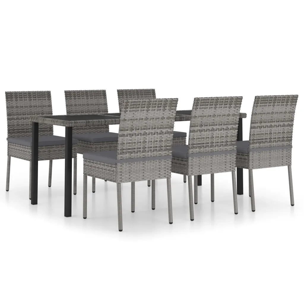 Set da Pranzo da Giardino 7 pz in Polyrattan Grigio 3065703