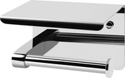 Sostegno per carta igienica con piatto di appoggio - 143 x 100 mm - Acciaio verniciato - Spazievitore con 2 opzioni di fissaggio