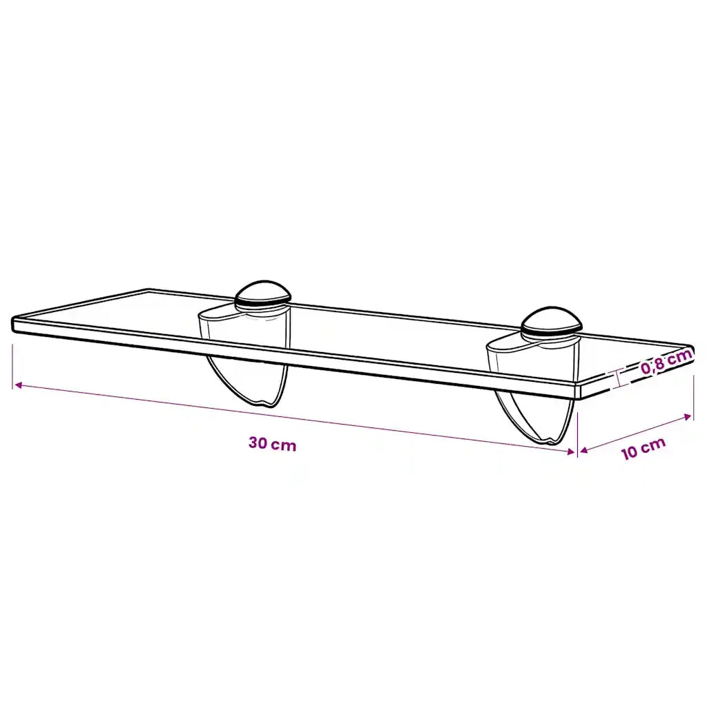 Mensola Galleggiante in Vetro 30x10 cm 8 mm 243762