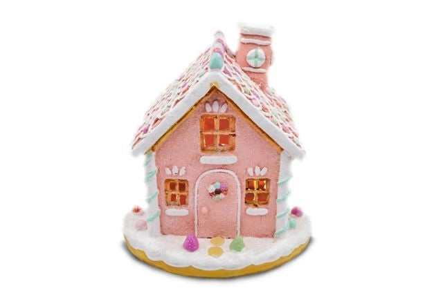 Decorazione Casa Natalizia Casetta in Resina con Luce 24 cm