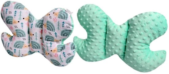 Supporto Cervicale per Bambini 100% cotone/Minky Supporto Cervicale per Bambini per auto, passeggino, viaggi, supporto per dormire, supporto per viaggio (orsetto argento con Minky argento)